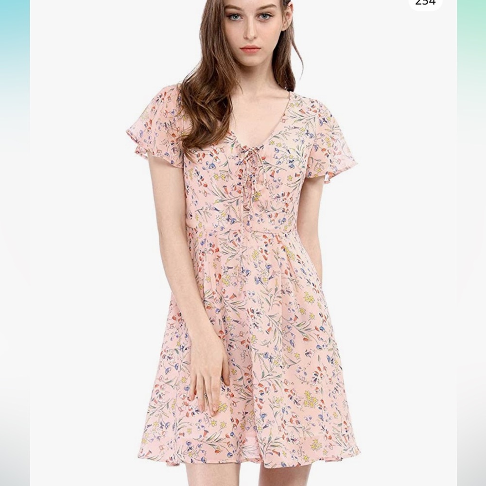 Pink floral flowy dress